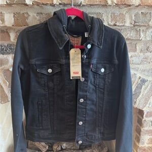 Levi's Black Denim Jacket with Hoodie